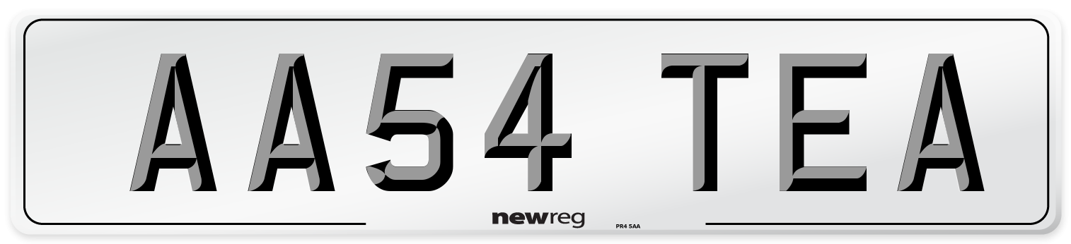 AA54 TEA Number Plate from New Reg